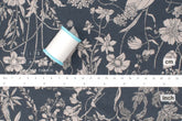 Japanese Fabric Corduroy Illustrated Garden - E - 50cm